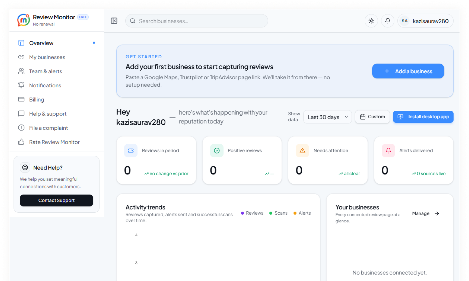 Review Monitor dashboard preview